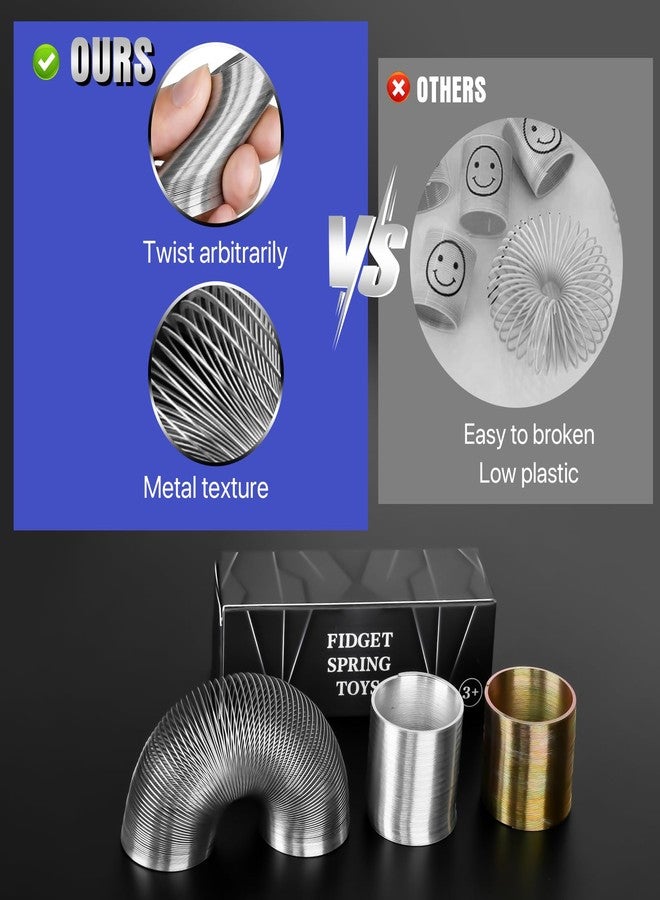 CHESLICR Metal Fidget Spring Toys Adults, Quiet Cool Stress Relief Toys 6 PCS Set for Adults Office Desk Spring Walking Toys for Classroom Prize Office Desk Raffle Prizes for Kids Teen Boy Man - Image 2